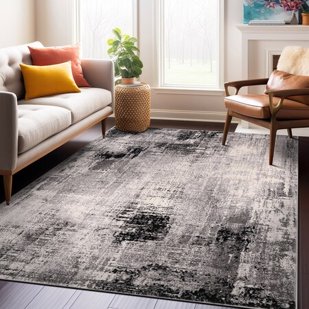 World Rug Gallery Dublin Contemporary Abstract Area Rug 3' 3'' X 5' Black 4053BLACK3X5